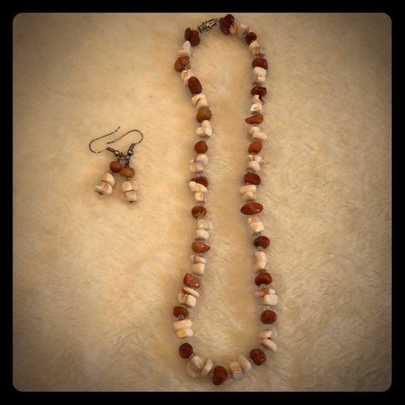 Rock Chip Bead Necklace and Earrings - Picture 1 of 3